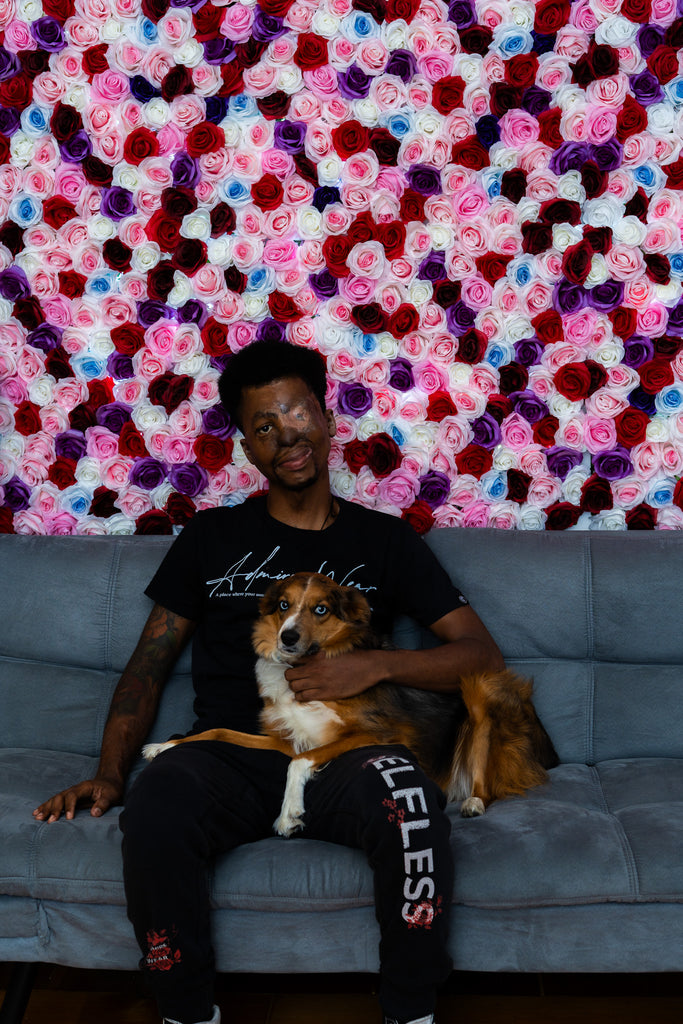 ADMIRE WEAR FOUNDER  JOSHUA DIXON WITH HIS COMPANION CHLOE