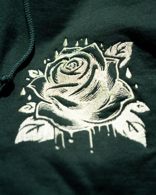 Tears Into Roses Embroidery Zip Hoodie - Forest Green