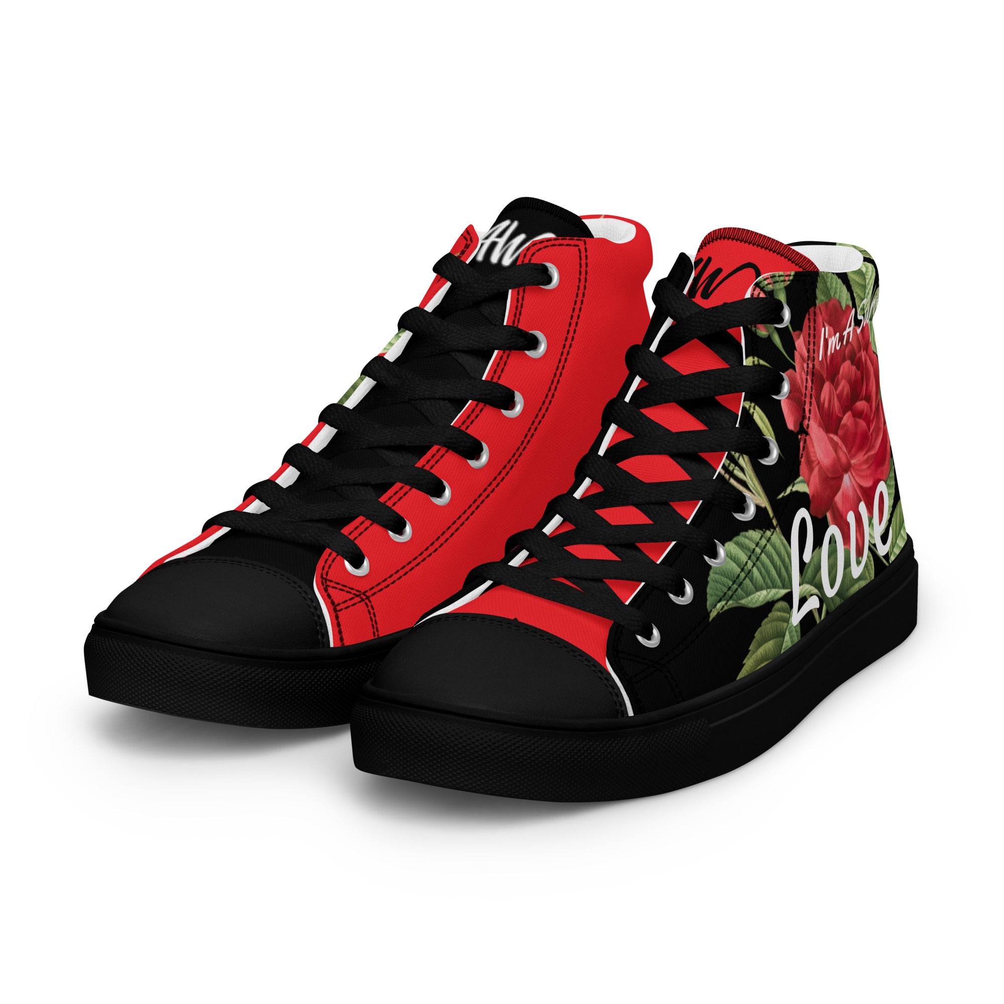 Red Roses Mens Shoes With Roses HOT Red Rose Black Air Force With